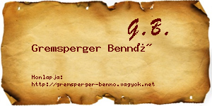 Gremsperger Bennó névjegykártya
